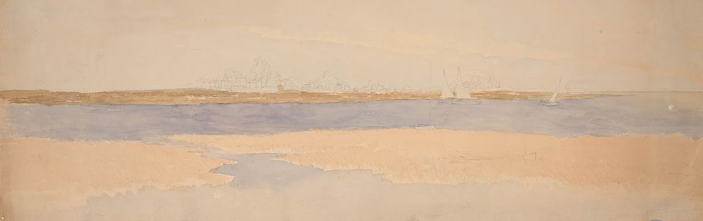 River Landscape with Town on Far Shore art print by Edwin Austin Abbey for $57.95 CAD