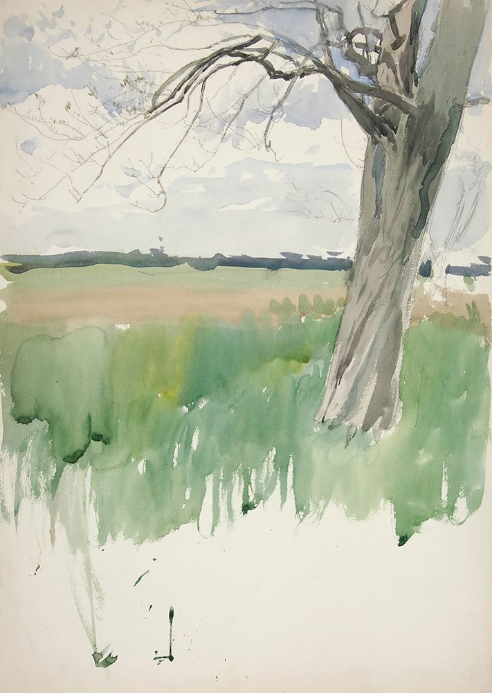 Study of a field and tree art print by Edwin Austin Abbey for $57.95 CAD