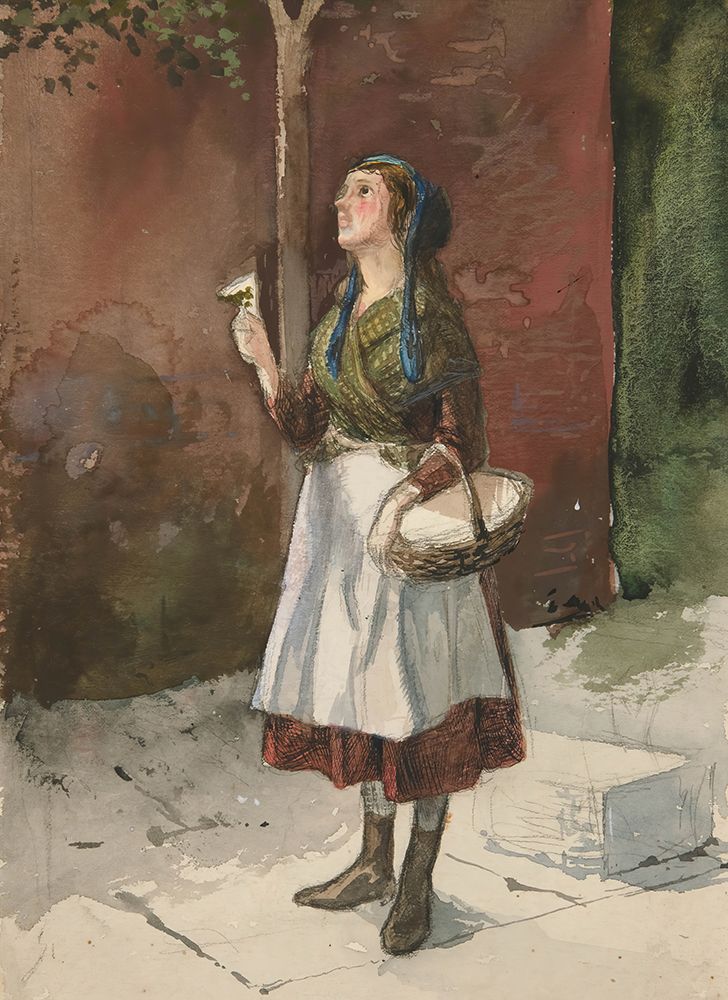 Study of a young girl in a garden art print by Edwin Austin Abbey for $57.95 CAD