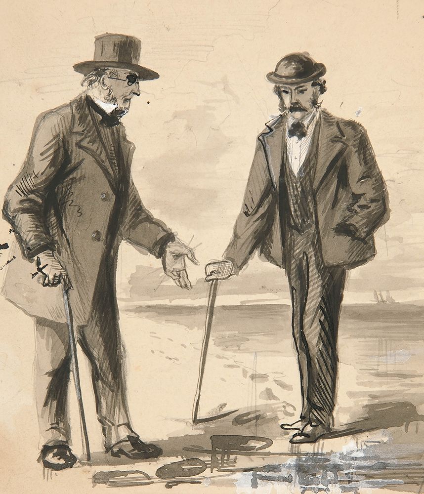 Two men conversing on seashore art print by Edwin Austin Abbey for $57.95 CAD