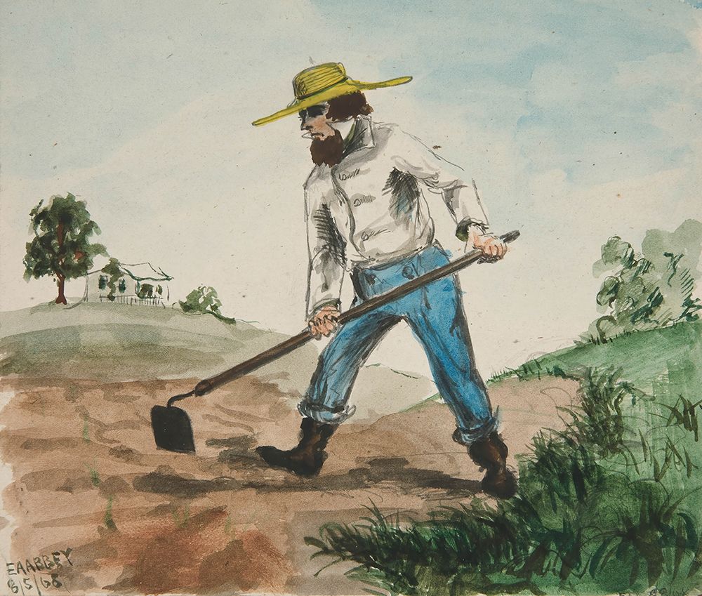 Man Hoeing a Garden 1868 art print by Edwin Austin Abbey for $57.95 CAD