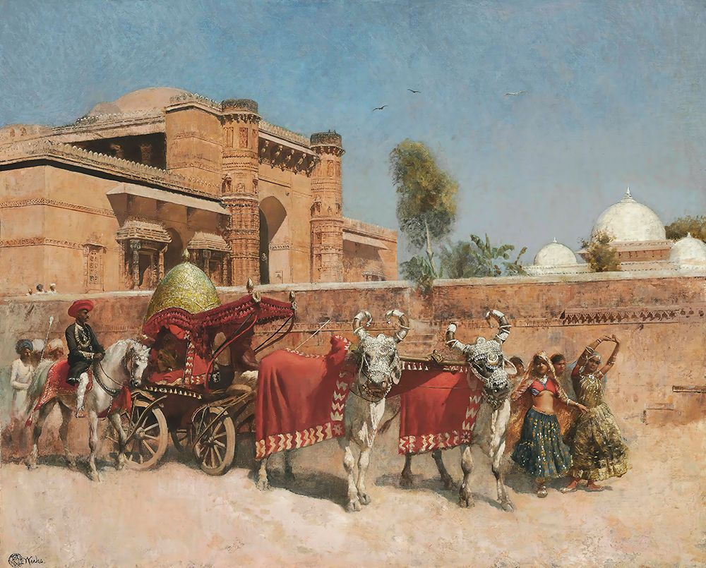 A Wedding Procession before a Palace in Rajasthan art print by Edwin Lord Weeks for $57.95 CAD