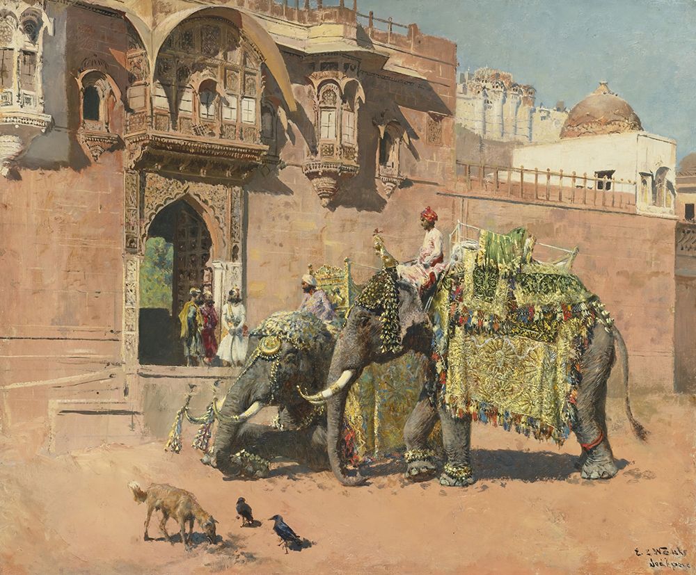 Elephants of the Rajah of Jodhpore art print by Edwin Lord Weeks for $57.95 CAD