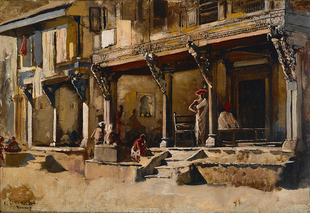Merchants along a street in Bombay art print by Edwin Lord Weeks for $57.95 CAD