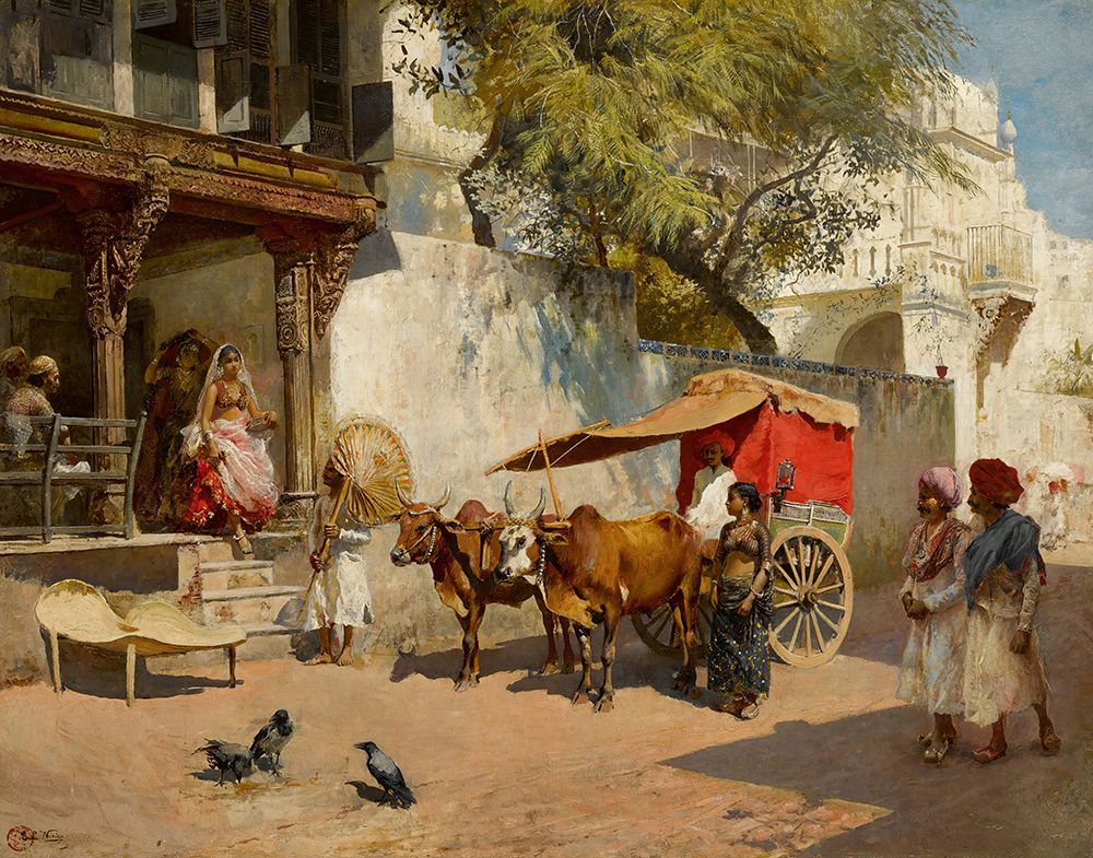 Nautch girls and bullock gharry, ahmedabad, gujarat state, india art print by Edwin Lord Weeks for $57.95 CAD