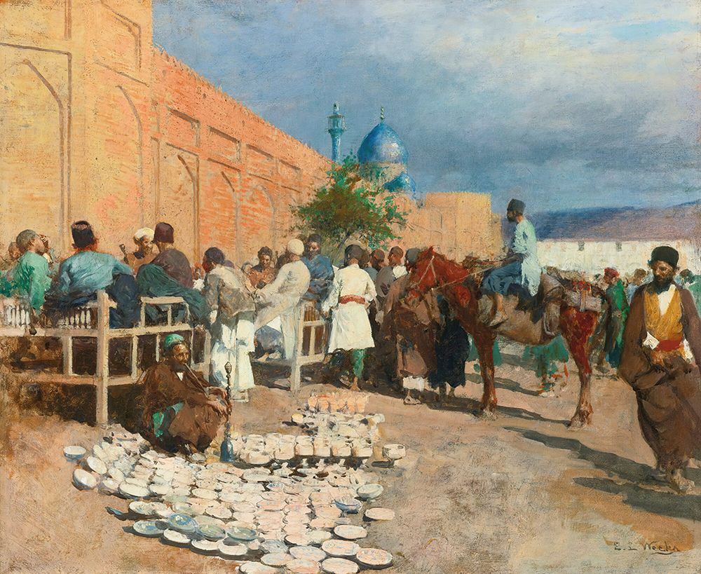 Persian cafe, the pottery seller art print by Edwin Lord Weeks for $57.95 CAD
