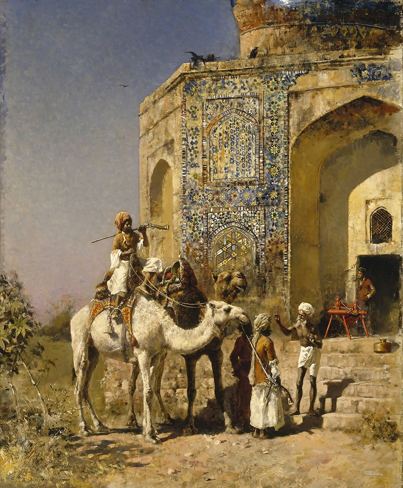 The Old Blue Tiled Mosque Outside of Delhi, India art print by Edwin Lord Weeks for $57.95 CAD