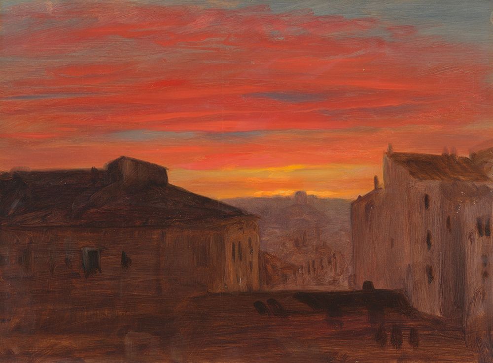 Rooftops at Sunset from the Pincio, Rome 1868 art print by Frederic Edwin Church for $57.95 CAD