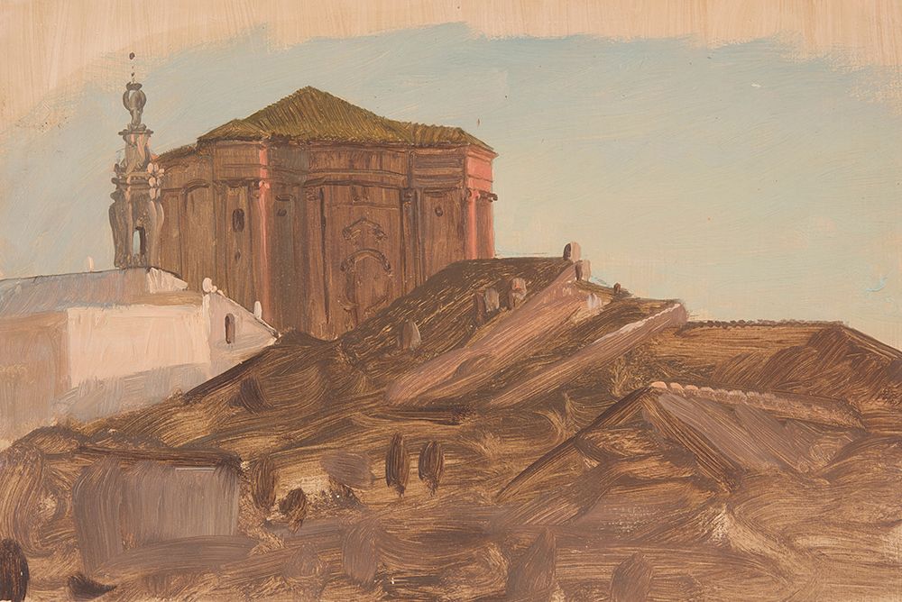 Rooftops near Sant Andrea delle Fratte from the Pincio, Rome 1868 art print by Frederic Edwin Church for $57.95 CAD