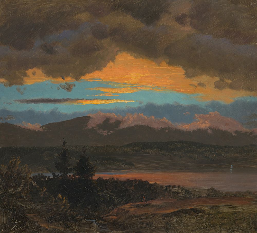 Sunset across the Hudson Valley, New York 1870 art print by Frederic Edwin Church for $57.95 CAD