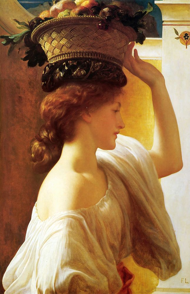 Girl with a basket of fruit Date 1863 art print by Frederic Leighton for $57.95 CAD