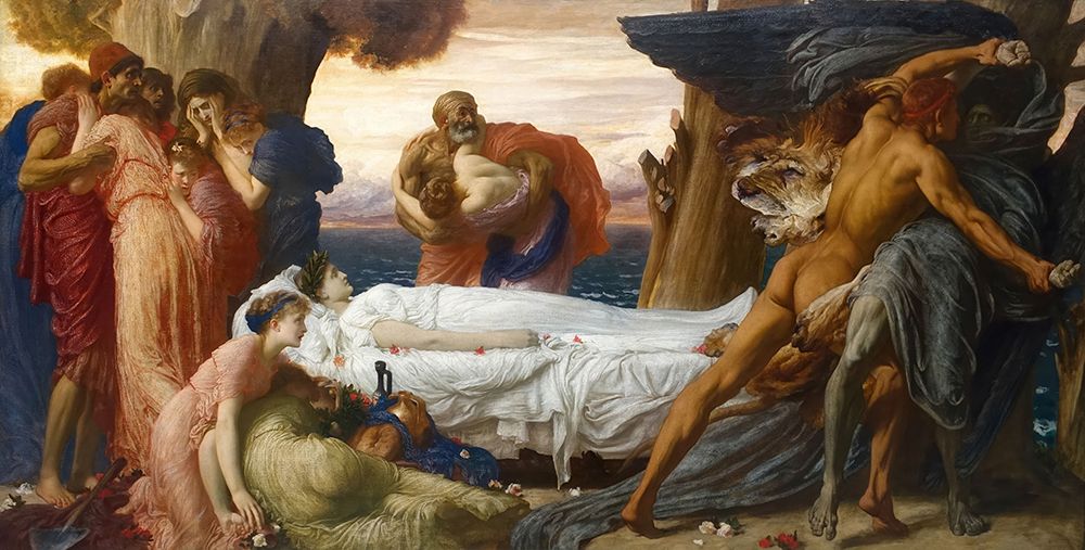 Hercules Wrestling With Death For The Body Of Alcestis 1869 art print by Frederic Leighton for $57.95 CAD