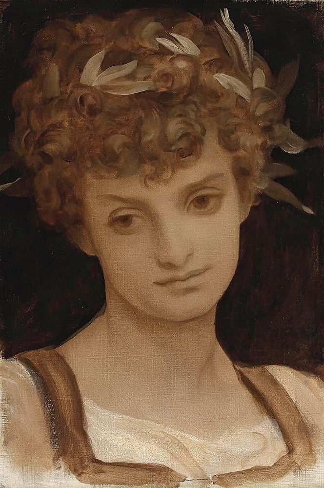 Study Of A Girls Head, Wreathed In Laurel art print by Frederic Leighton for $57.95 CAD