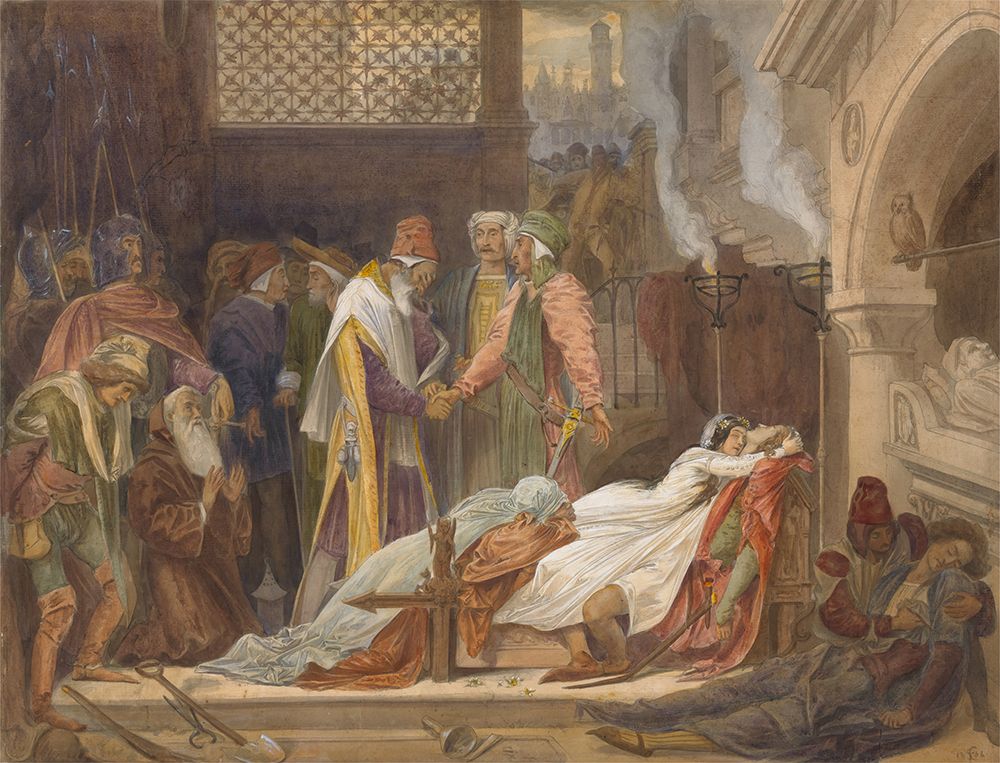 The Reconciliation of the Montagues and the Capulets 1854 art print by Frederic Leighton for $57.95 CAD