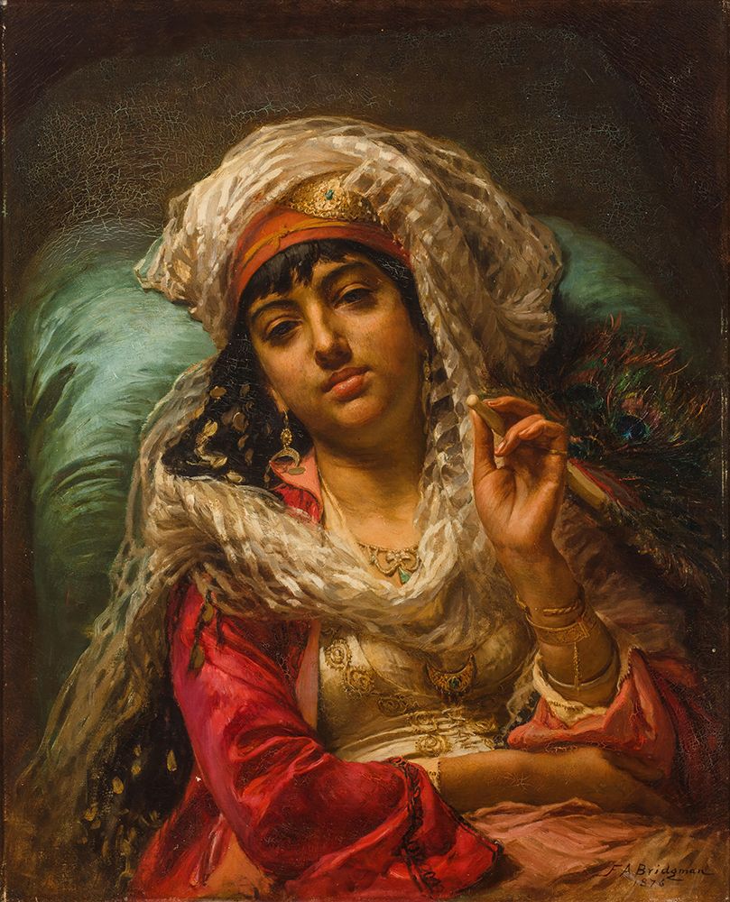 The peacock fan art print by Frederick Arthur Bridgman for $57.95 CAD