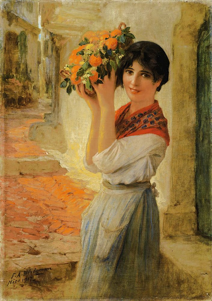 Young nicoise with a basket 1917 art print by Frederick Arthur Bridgman for $57.95 CAD