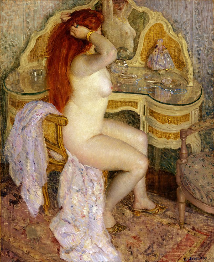 Nude Seated at Her Dressing Table 1909 art print by Frederick Carl Frieseke for $57.95 CAD