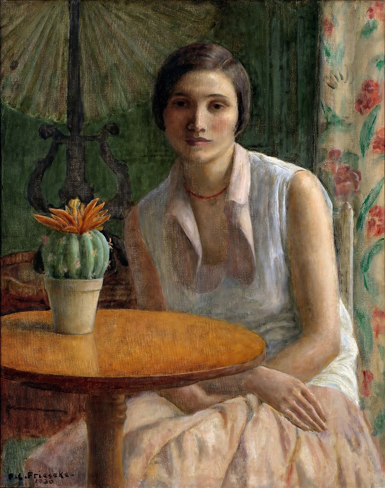 Portrait of a Woman with Cactus 1930 art print by Frederick Carl Frieseke for $57.95 CAD