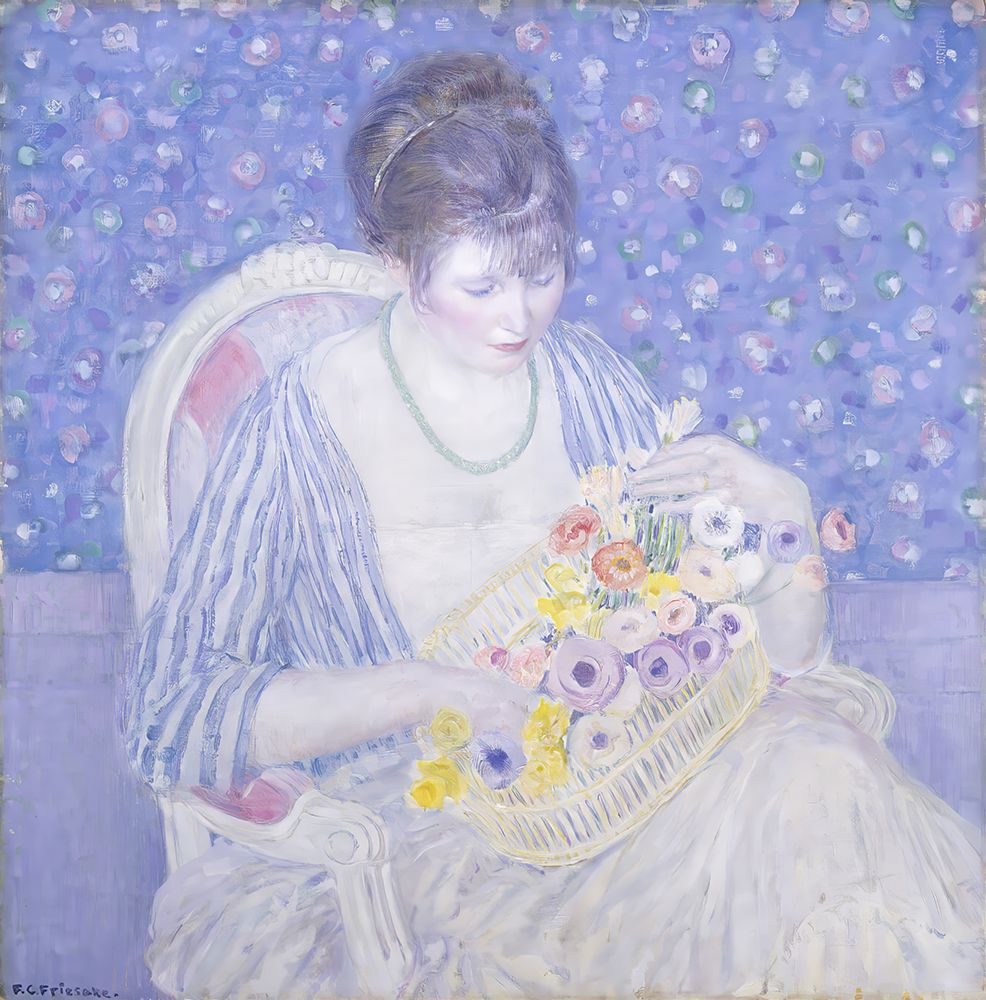 The Basket of Flowers c. 1913 art print by Frederick Carl Frieseke for $57.95 CAD