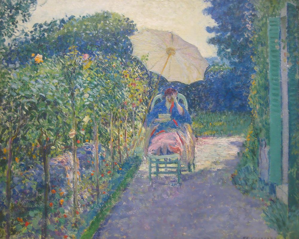 Woman Seated in a Garden 1914 art print by Frederick Carl Frieseke for $57.95 CAD