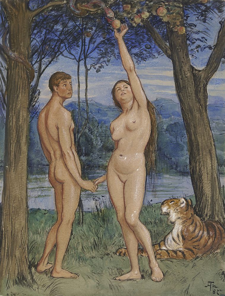 Adam and Eve 1882 art print by Hans Thoma for $57.95 CAD