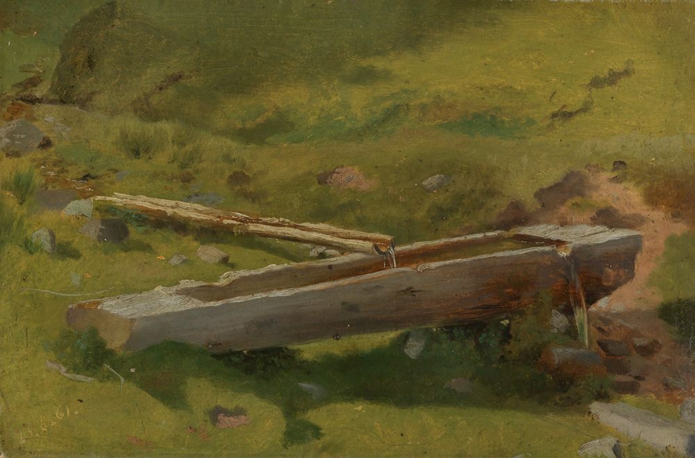 Tree trunk as a well trough 1861 art print by Hans Thoma for $57.95 CAD