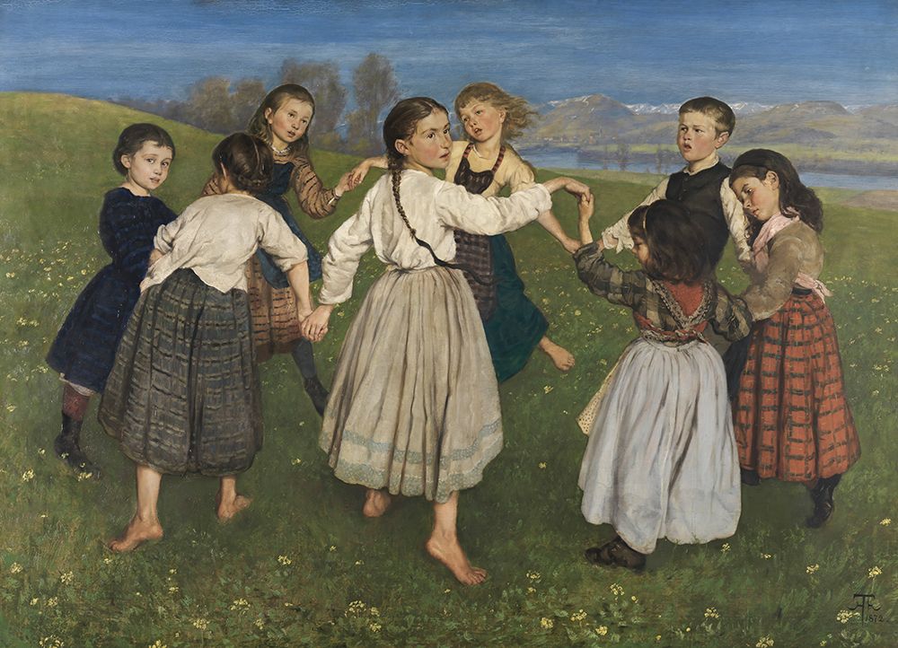 Children dancing in a Ring 1872 art print by Hans Thoma for $57.95 CAD