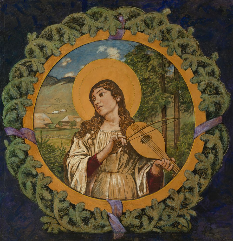 Saint Cecilia in the fir wreath 1909 art print by Hans Thoma for $57.95 CAD