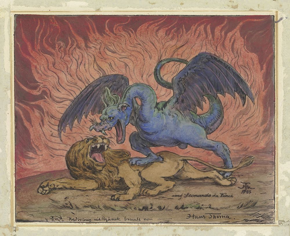 Dragon and Lion 1903 art print by Hans Thoma for $57.95 CAD