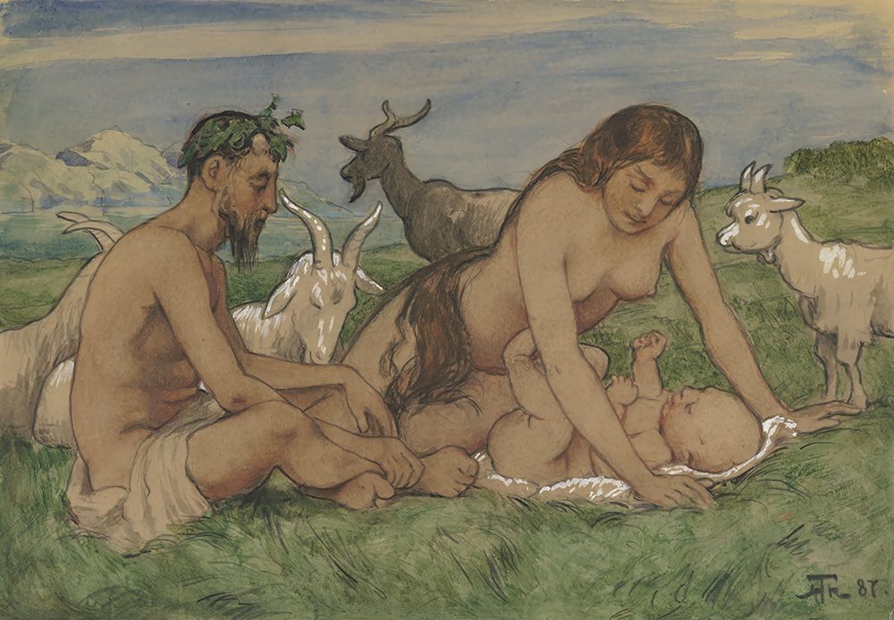 Family of Fauns 1887 art print by Hans Thoma for $57.95 CAD