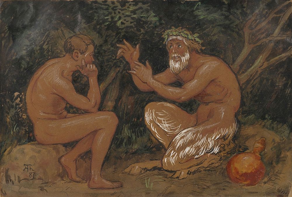 Faun and youth 1887 art print by Hans Thoma for $57.95 CAD
