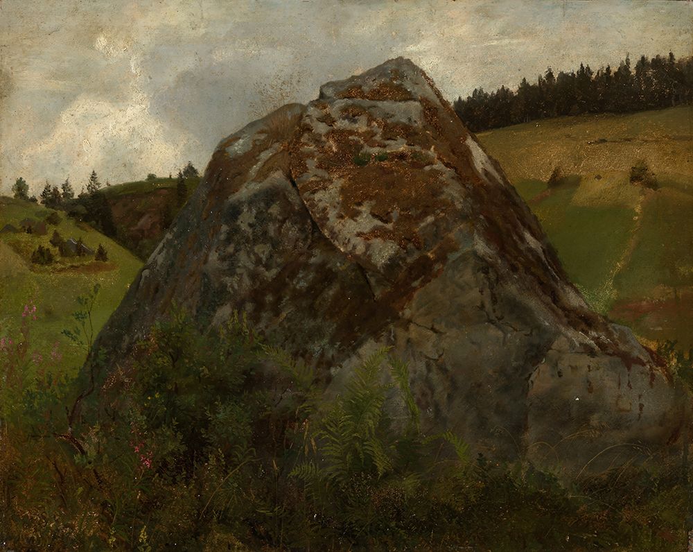Boulder in a meadow valley art print by Hans Thoma for $57.95 CAD