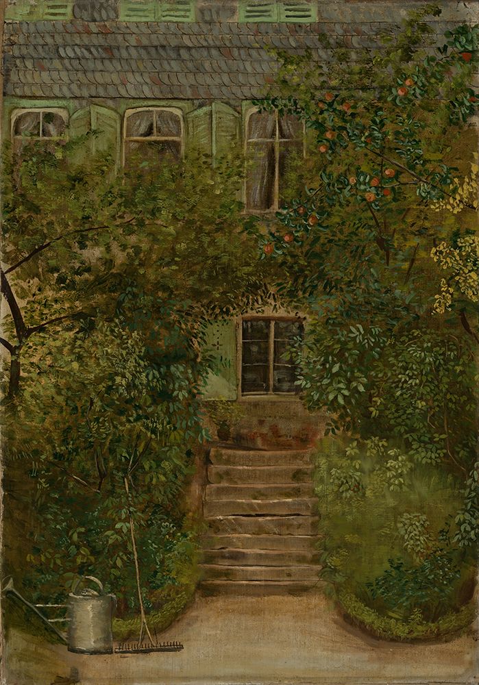 Garden of a country house with watering can and rake 1890 art print by Hans Thoma for $57.95 CAD