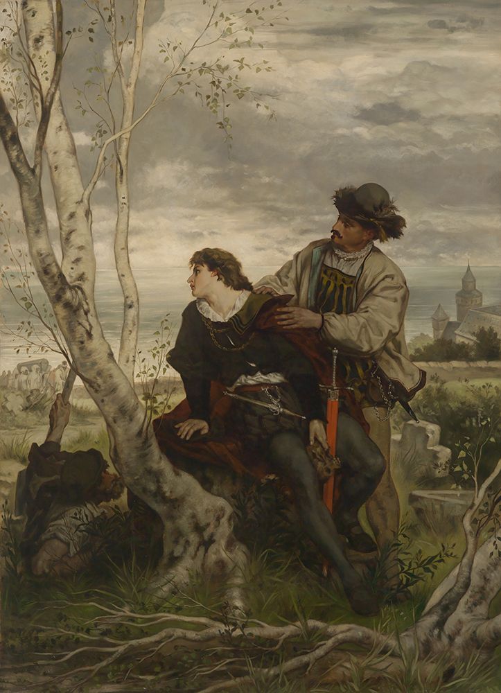 Hamlet and Horatio at Ophelias grave 1872 art print by Hans Thoma for $57.95 CAD