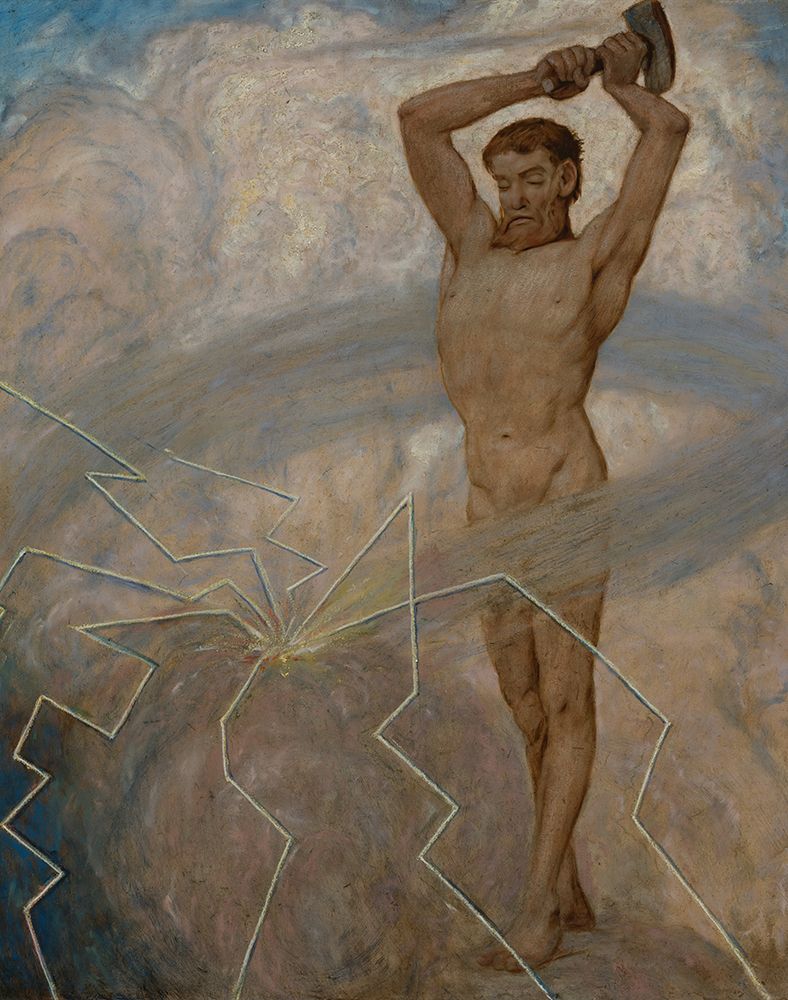 July the thunder god Thor 1906 art print by Hans Thoma for $57.95 CAD