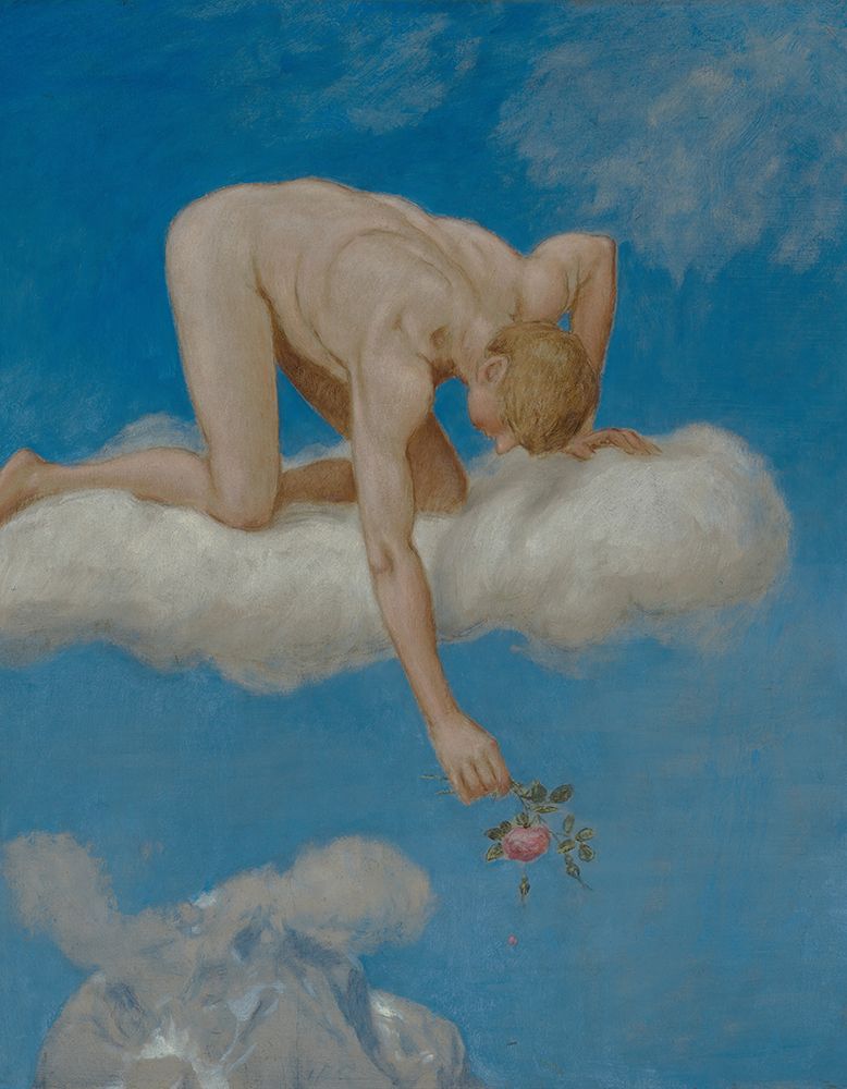 June youth with rose 1906 art print by Hans Thoma for $57.95 CAD