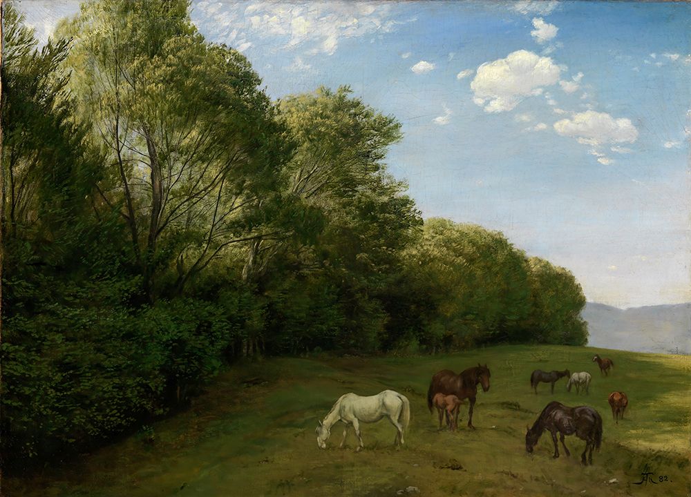 Landscape with grazing horses 1882 art print by Hans Thoma for $57.95 CAD