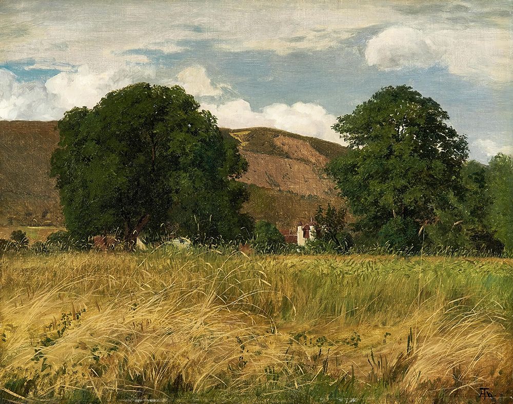 Meadow with two big trees art print by Hans Thoma for $57.95 CAD