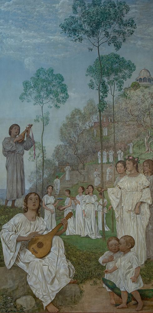 Easter triptych Fields of the Blessed Paradise 1907 art print by Hans Thoma for $57.95 CAD