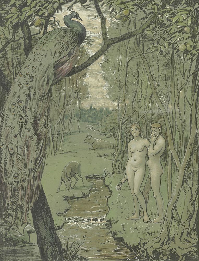 Paradise with Peacock 1892 art print by Hans Thoma for $57.95 CAD
