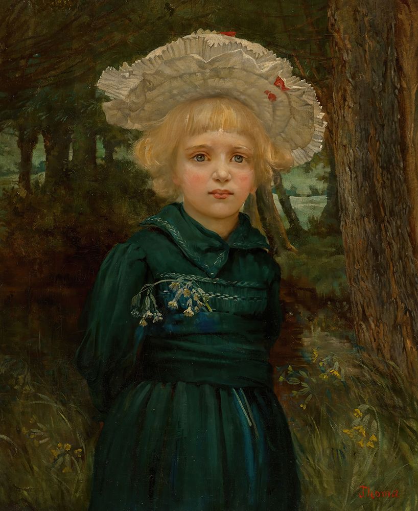 Portrait of a girl in a green dress art print by Hans Thoma for $57.95 CAD