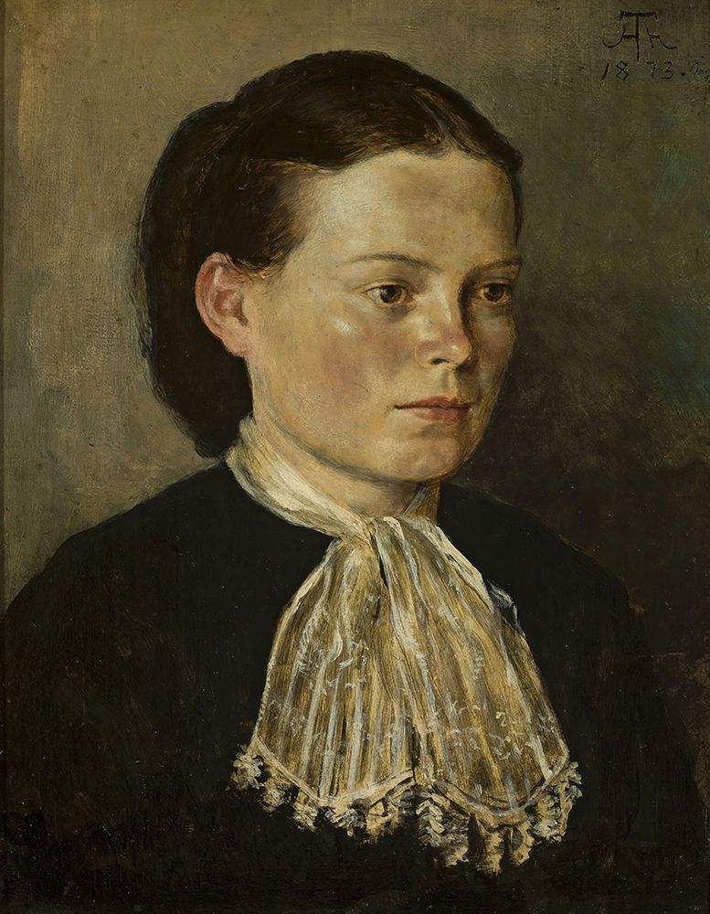 Portrait of Agathe artists sister 1873 art print by Hans Thoma for $57.95 CAD