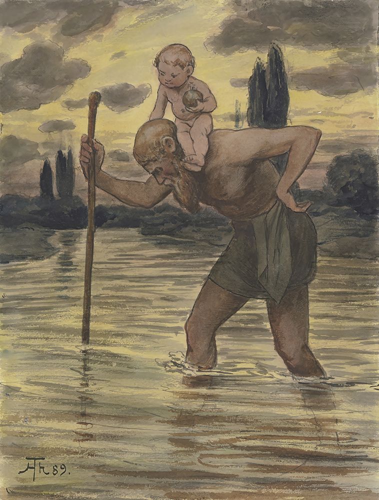Saint Christopher 1889 art print by Hans Thoma for $57.95 CAD