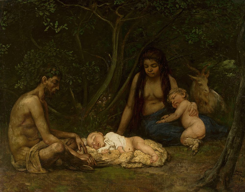 Satyrs family bringing up of Zeus 1886 art print by Hans Thoma for $57.95 CAD