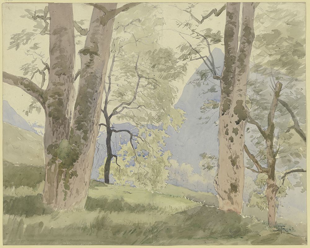 Black Forest landscape, View from the edge of the forest to the mountains 1862 art print by Hans Thoma for $57.95 CAD