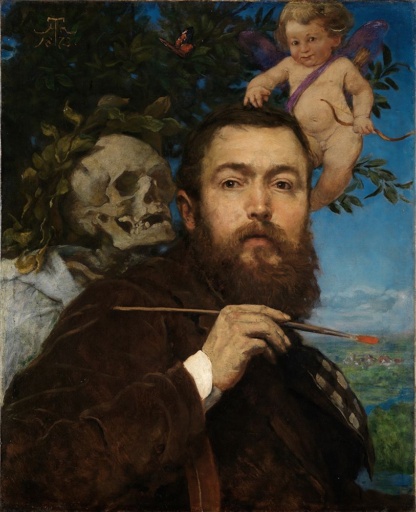 Self portrait with Cupid and Death 1875 art print by Hans Thoma for $57.95 CAD
