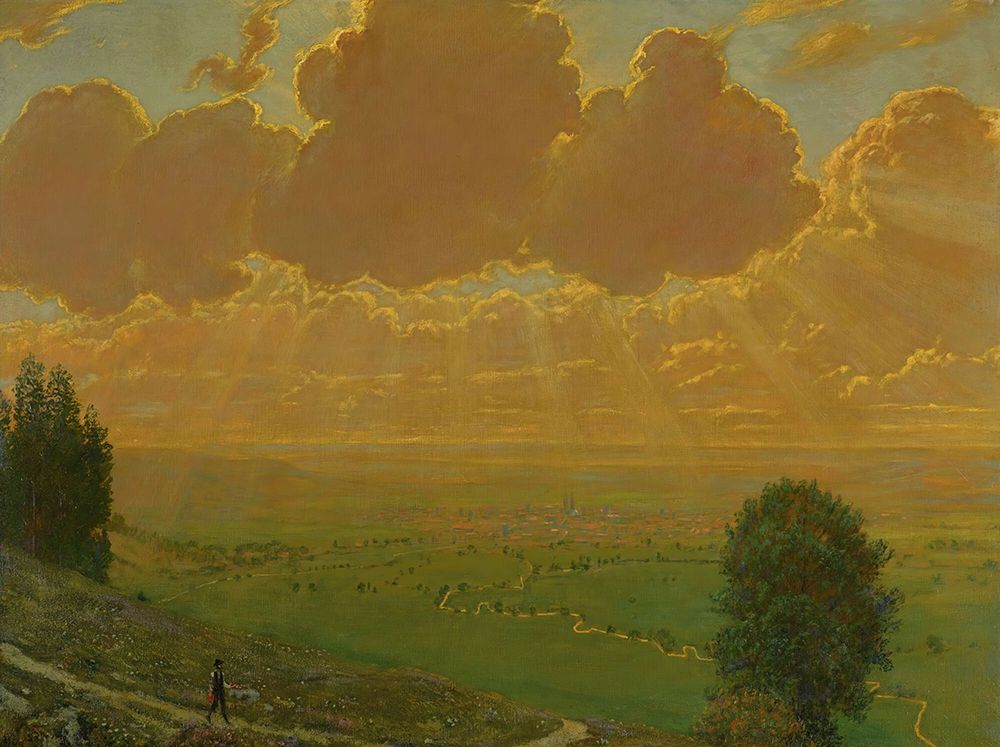 Sunburst Over Sackingen Black Forest 1910 art print by Hans Thoma for $57.95 CAD