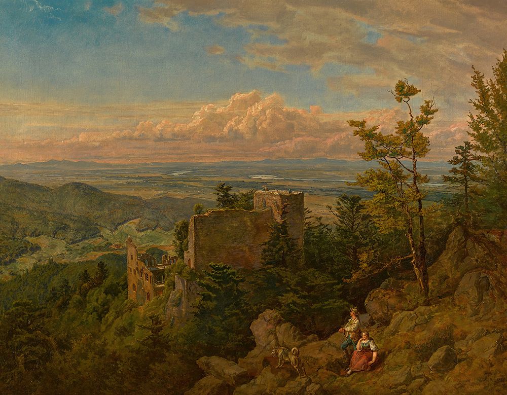 The ruins of the castle at Hohenbaden looking out over the Rhine valley 1889 art print by Hans Thoma for $57.95 CAD
