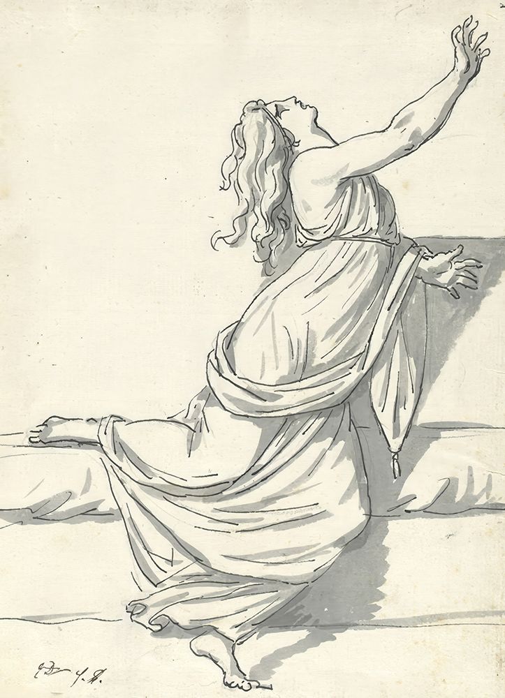 A Distraught Woman with Her Head Thrown Back circa 1775 art print by Jacques-Louis David for $57.95 CAD