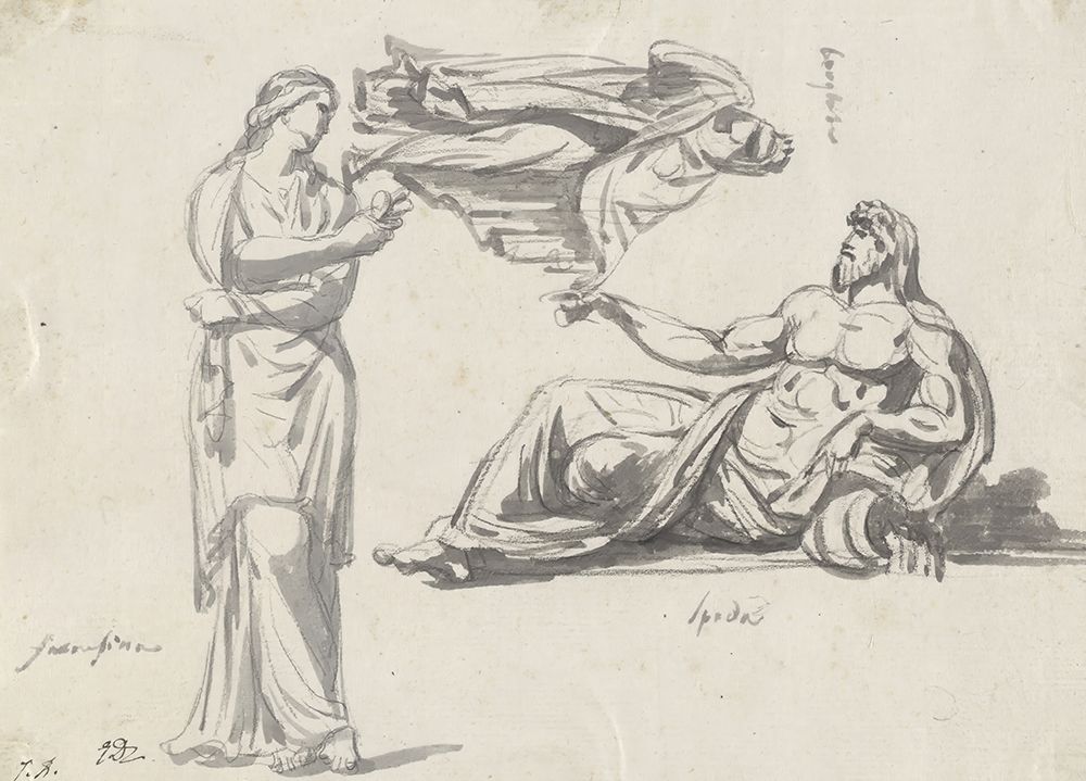 A River God and Two Classical Sculptures circa 1775 art print by Jacques-Louis David for $57.95 CAD
